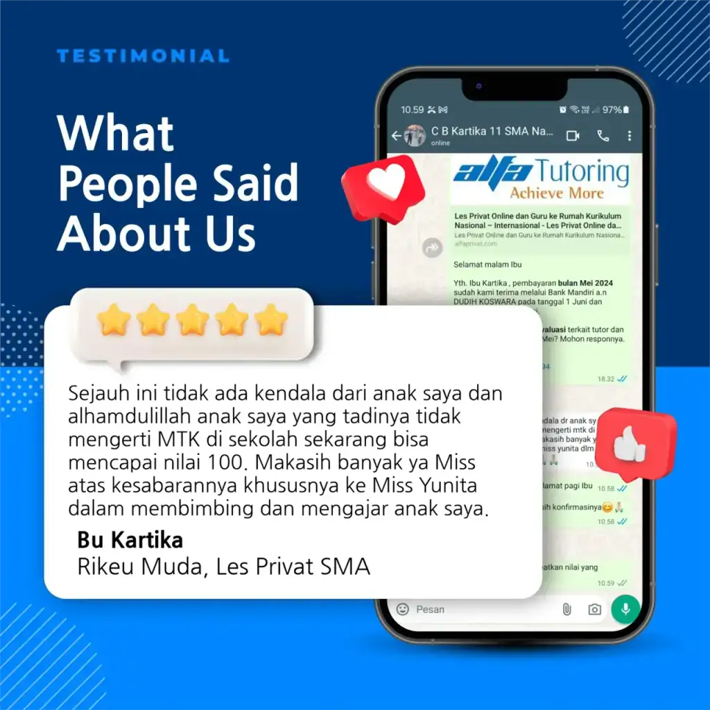 Testimoni orang tua siswa Alfa Privat